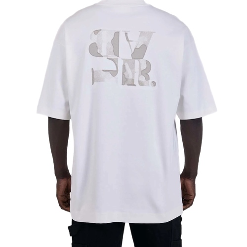 חולצה BALR מידות XS-XXL לגברים בגוון לבן עם סמל - תקריב