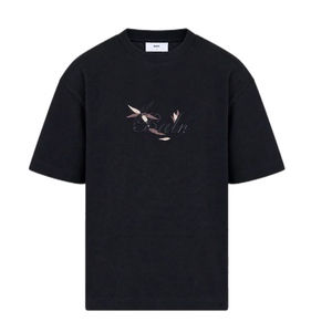 חולצה BALR מידות XS-XXL לגברים בגוון שחור עם הדפס ציפורים
