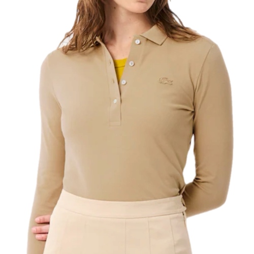 חולצה LACOSTE מידות XS-XL לנשים בגוון חום - מבט צד
