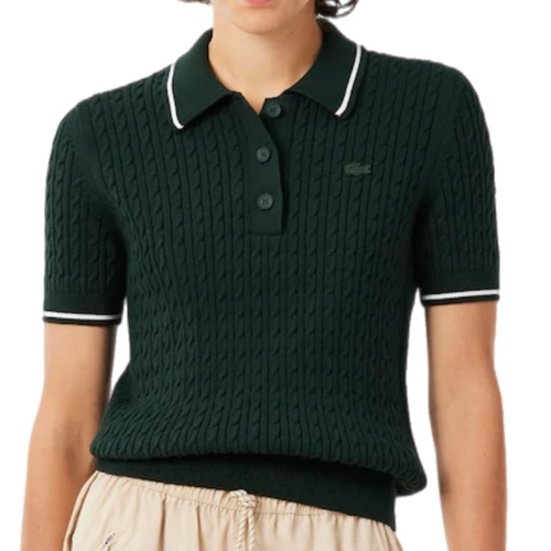 חולצה LACOSTE מידות XS-XL לנשים בגוון ירוק - מבט צד