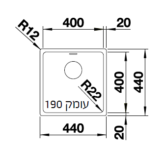 כיור דגם אנדאנו BLANCO 400-IF - יבואן רשמי!