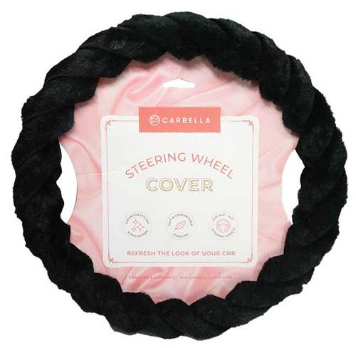 16235 Twisted Faux Fur Steering Wheel Cover | Gray Color