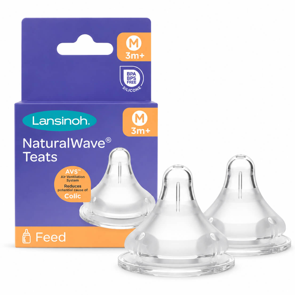מארז 2 פטמות האכלה NaturalWave זרימה בינונית Lansinoh