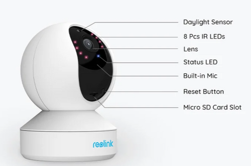 מצלמת אבטחה ביתית Reolink E1 V2 4MP Wi-Fi עם זום אופטי 3X סיבוב 355° וראיית לילה