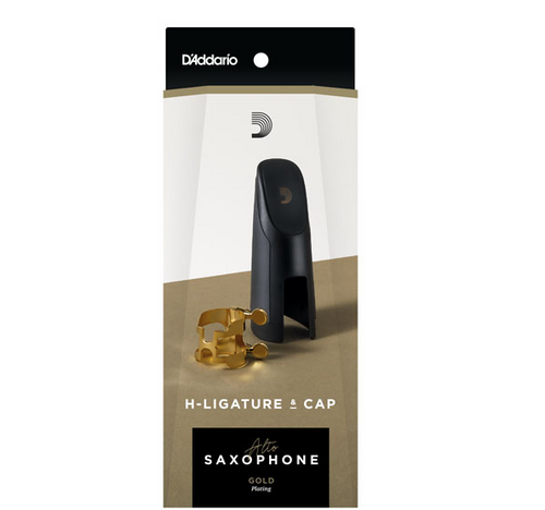 זוית נוספת Rico HAS1G Gold Alto Sax Ligature and Cap