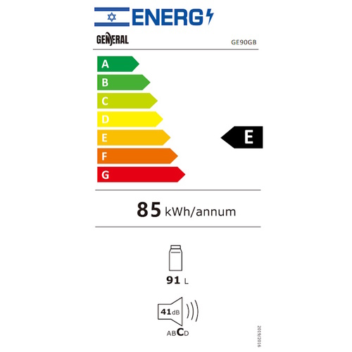 מקרר משרדי - 91 ליטר General GE90GW זכוכית לבנה