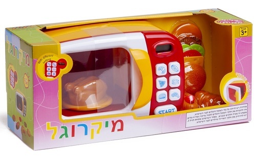 סט משחק מיקרוגל אלקטרוני עם טיימר, אורות, מגש מסתובב ומגוון אביזרים צעצועי מלניק
