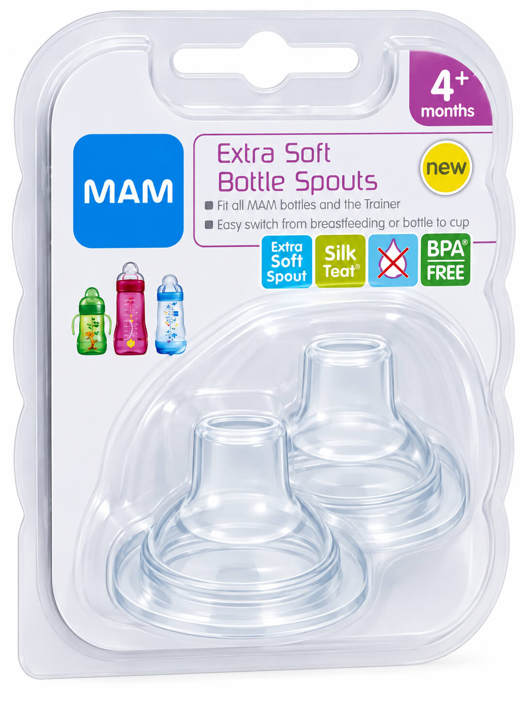 זוג פיות סיליקון נגד נזילות לבקבוק אימון MAM