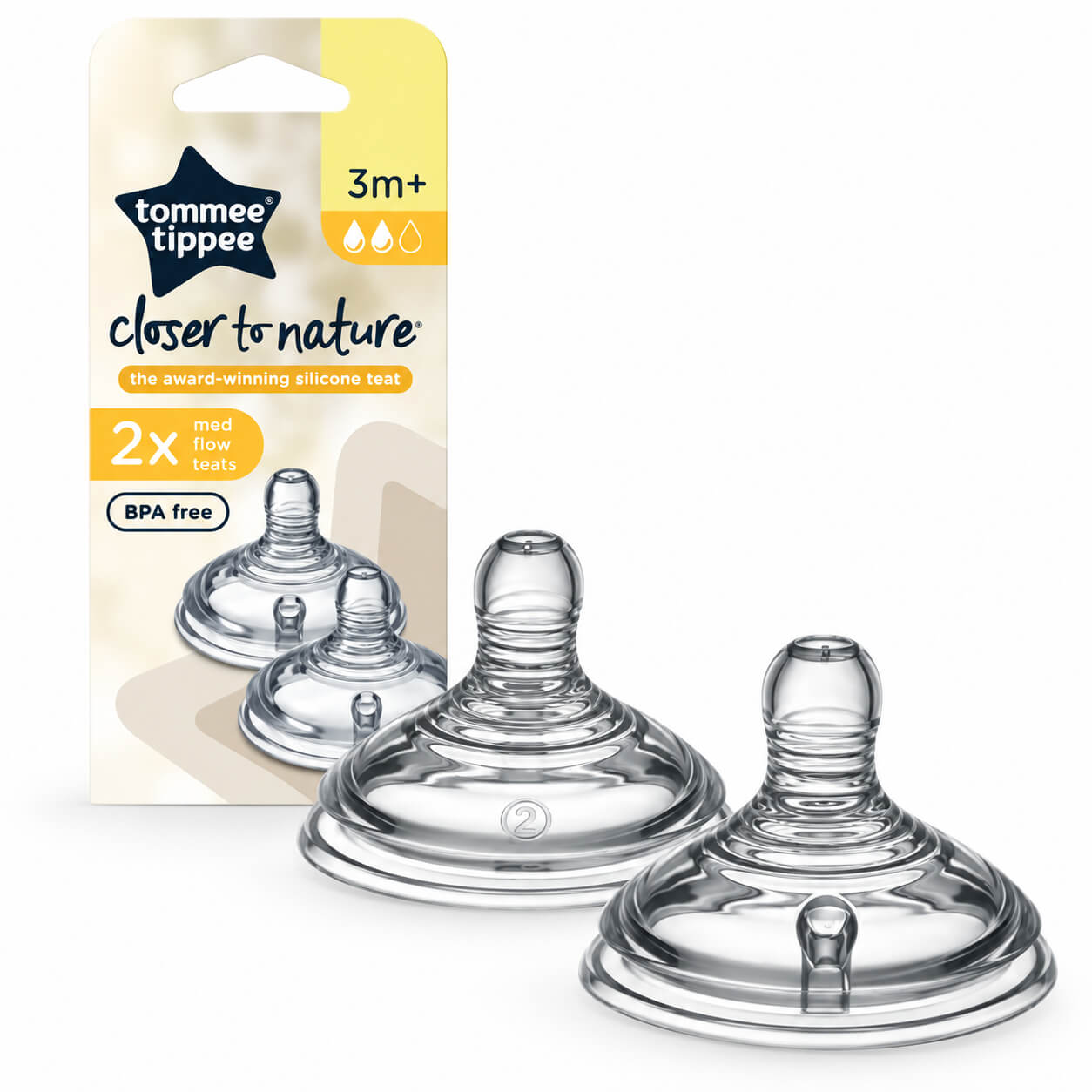 זוג פטמות Closer to Nature שלב 2 זרימה בינונית 3+ חודשים Tommee Tippee