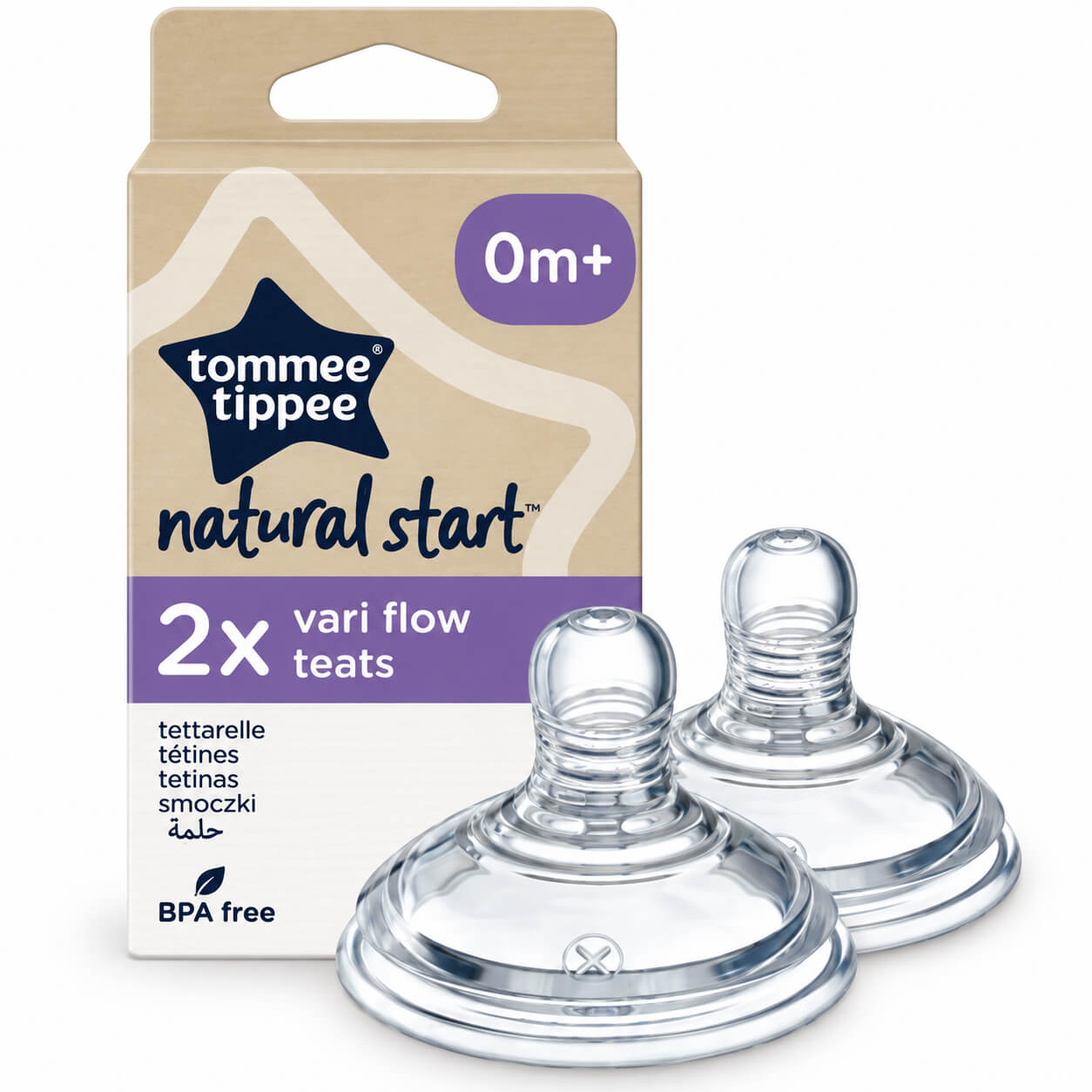זוג פטמות Closer to Nature בזרימה משתנה 0+ חודשים Tommee Tippee