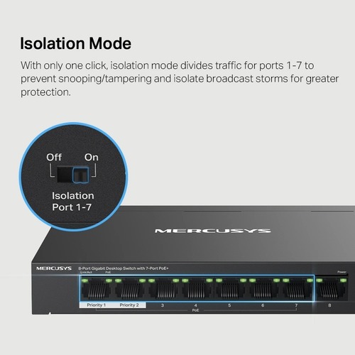 מתג Mercusys MS108GP 8-P Gigabit