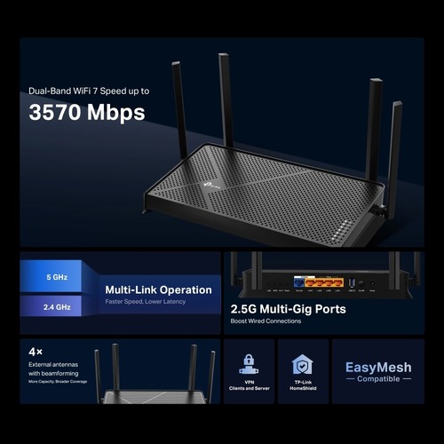 ראוטר TP-Link BE3600 WiFi 7 Dual-Band Archer BE230