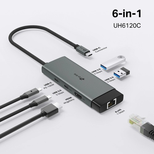 מפצל Tp-Link UH6120C USB Type-C 6-in-1