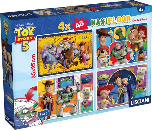 4 פאזלי רצפה דו-צדדיים 48 חלקים 2 ב-1 להרכבה ולצביעה - צעצוע של סיפור 5