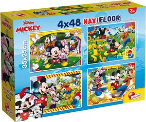 4 פאזלי רצפה דו-צדדיים 48 חלקים 2 ב-1 להרכבה ולצביעה - מיקי מאוס וחברים