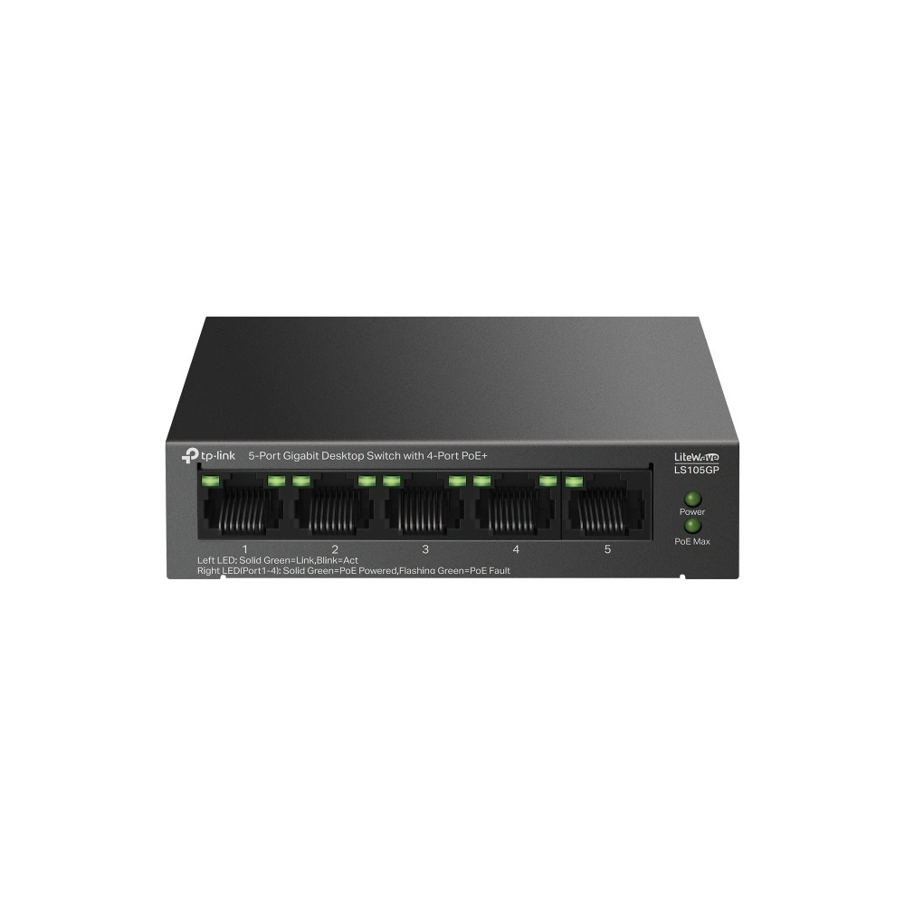 מתג שולחני TP-Link 5 Port Gigabit with 4-Port PoE+ LS105GP