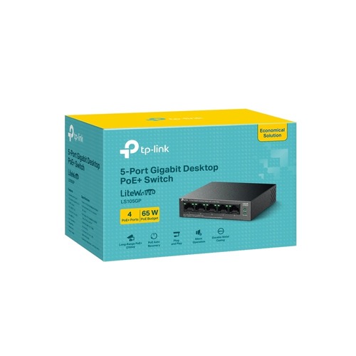 מתג שולחני TP-Link 5 Port Gigabit with 4-Port PoE+ LS105GP