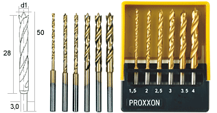 סט מקדחי HSS מצופי טיטניום | 1.5 – 4 מ״מ, 6 יחידות – PROXXON 28876