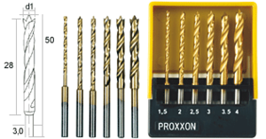 סט מקדחי HSS מצופי טיטניום | 1.5 – 4 מ״מ, 6 יחידות – PROXXON 28876