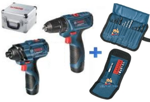 סט 12V מברגה/מקדחה+אימפקט+23 אביזרים