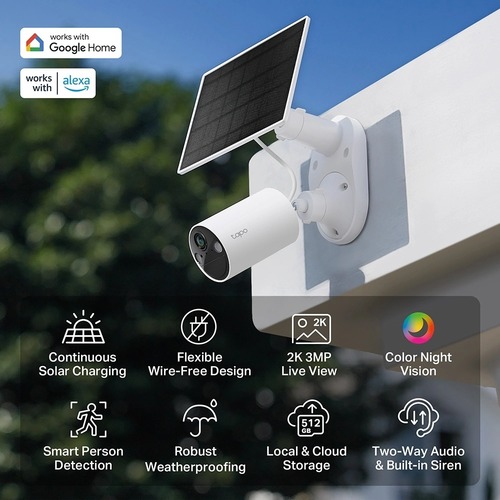 מצלמת אבטחה אלחוטית עם פאנל סולארי Tp-Link Tapo C410 Kit