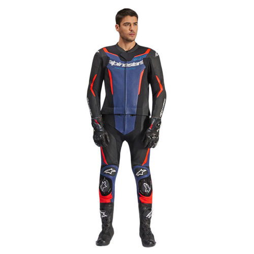 חליפת עור אלפינסטארס שחור כחול אדום  GP FORCE V2 L ST 2PC ALPINESTARS