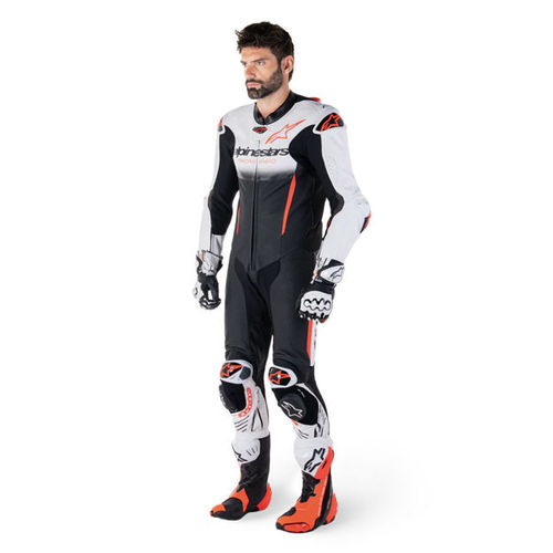 חליפת עור אלפינסטארס לבן שחור אדום 1PCS חלק אחד GP-R7 ALPINESTARS