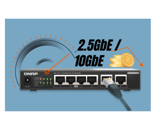 מתג לא מנוהל | 2x10GbE + QNAP QSW-2104-2T-R2 4x2.5GbE