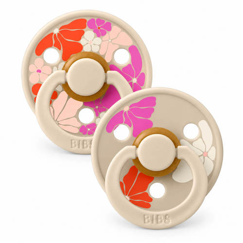 זוג מוצצי Colour Studio עם פטמת לטקס עגולה 0-6 חודשים פרחים BIBS