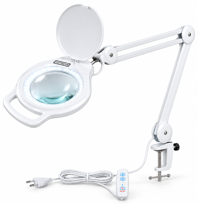 מנורת זכוכית מגדלת LED מקצועית HQ-14 – לבנה