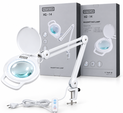 מנורת זכוכית מגדלת LED מקצועית HQ-14 – לבנה