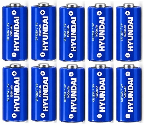 10 סוללות ליתיום יונדאי Hyundai CR123A 3V – קיבולת 1600mAh