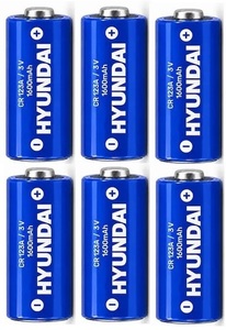6 סוללות ליתיום יונדאי Hyundai CR123A 3V – קיבולת 1600mAh