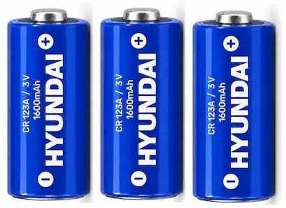 3 סוללות ליתיום יונדאי Hyundai CR123A 3V – קיבולת 1600mAh