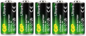 5 סוללות ליטיום לגלאי אזעקה אלחוטי GP CR123A ULTRA PLUS LITHIUM BATTERY