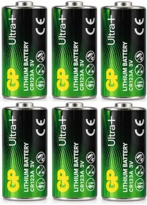 6 סוללות ליטיום לגלאי אזעקה אלחוטי GP CR123A ULTRA PLUS LITHIUM BATTERY