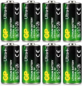 8 סוללות ליטיום לגלאי אזעקה אלחוטי GP CR123A ULTRA PLUS LITHIUM BATTERY