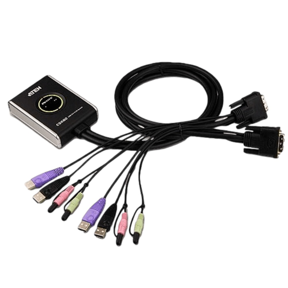 קופסת מיתוג 2 ערוצים Aten CS682 2-Port USB DVI/Audio Cable KVM