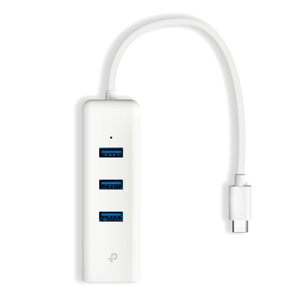 מפצל USB Type-C לחיבור רשת RJ45 בעל 3 חיבורי TP-Link UE330C USB 3.0