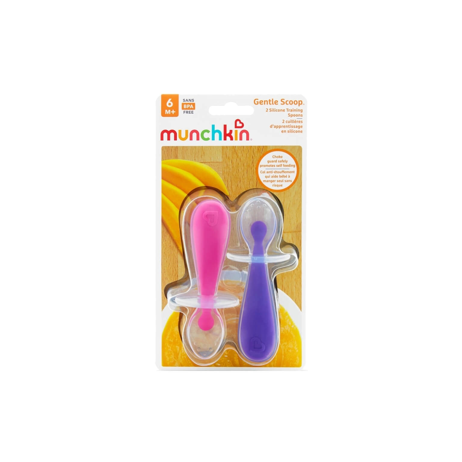 זוג כפיות סיליקון לתינוק סגול/ורוד Munchkin