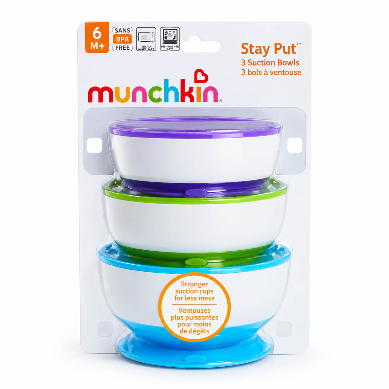 סט 3 קערות אוכל עם בסיס ואקום Munchkin
