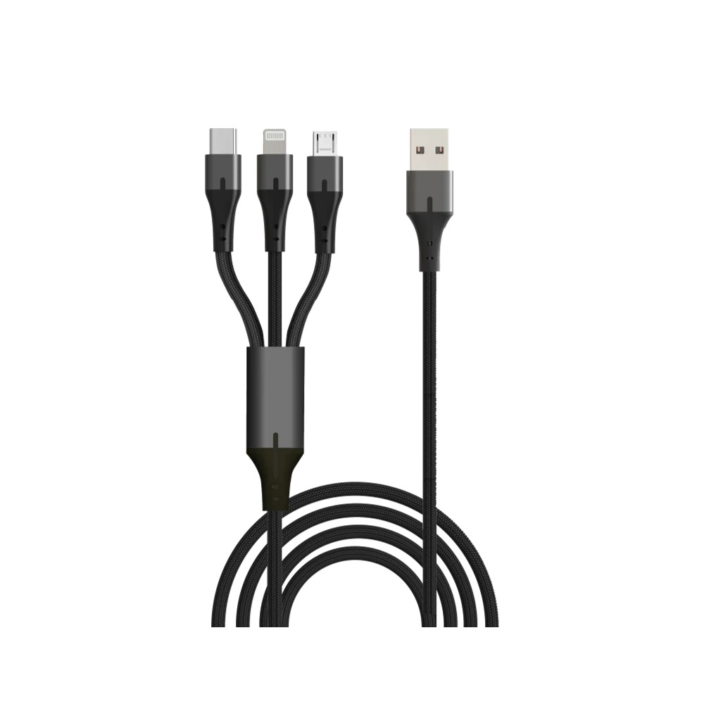כבל סנכרון וטעינה 3 ב-1 Silver Line USB to Lightning, Micro USB and Type-C