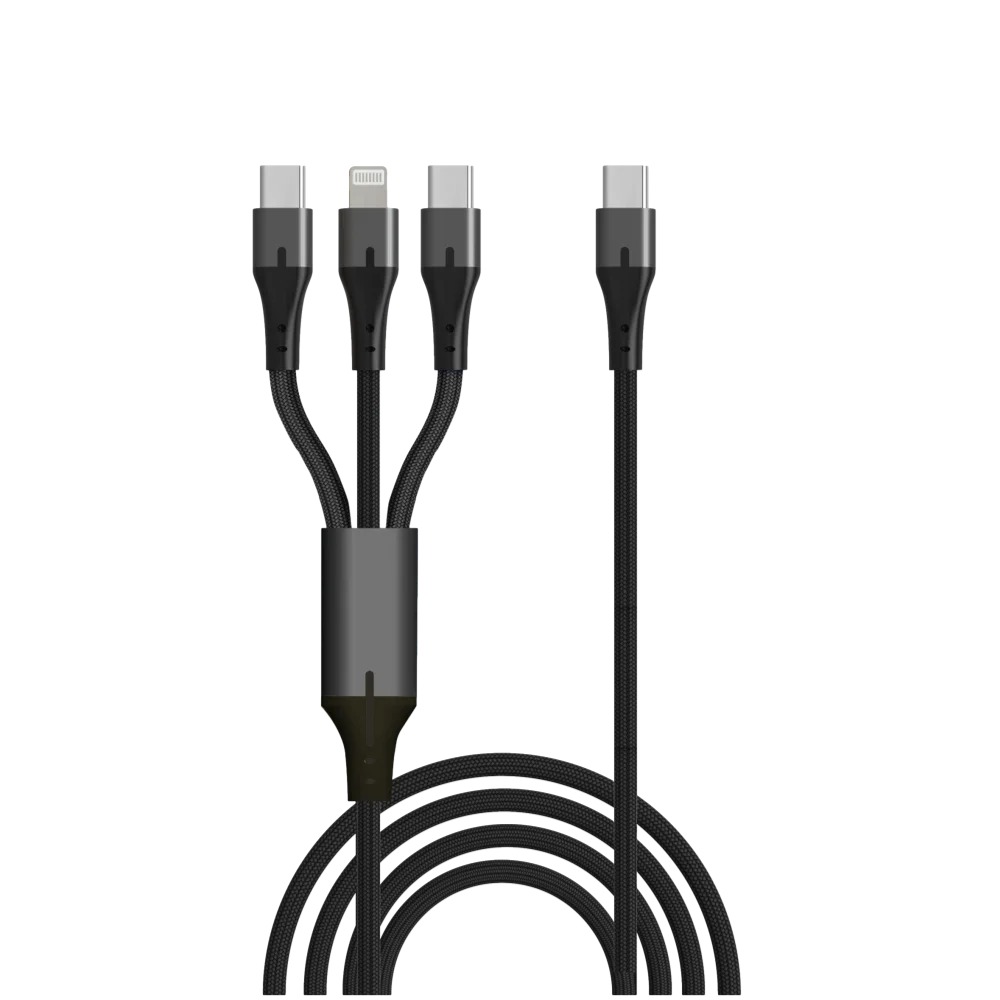 כבל סנכרון וטעינה Silver Line 3 Type-c to LIGHTNING and Type-c 2x 1.5m
