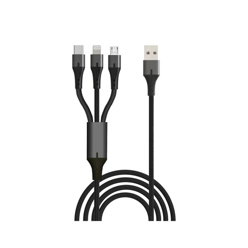 כבל סנכרון וטעינה 3 ב-1 Silver Line USB to Lightning, Micro USB and Type-C