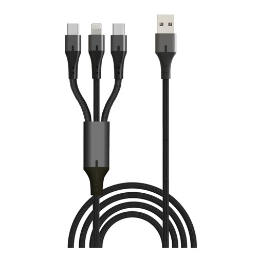 כבל סנכרון וטעינה Miracase 3In1 MIR Type C + Type C + Lightning