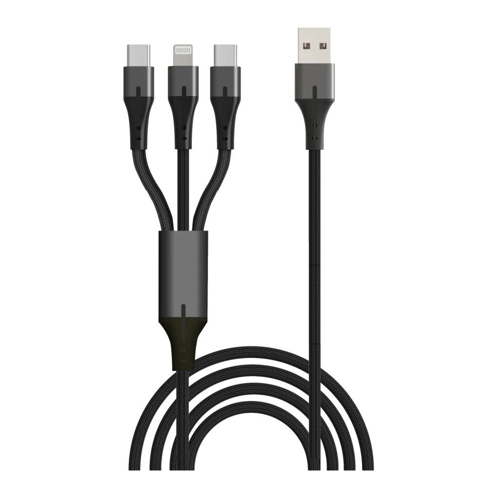 כבל סנכרון וטעינה Miracase 3In1 MIR Type C + Type C + Lightning