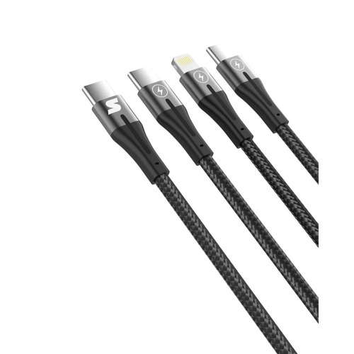 כבל סנכרון וטעינה Silver Line 3 Type-c to LIGHTNING and Type-c 2x 1.5m