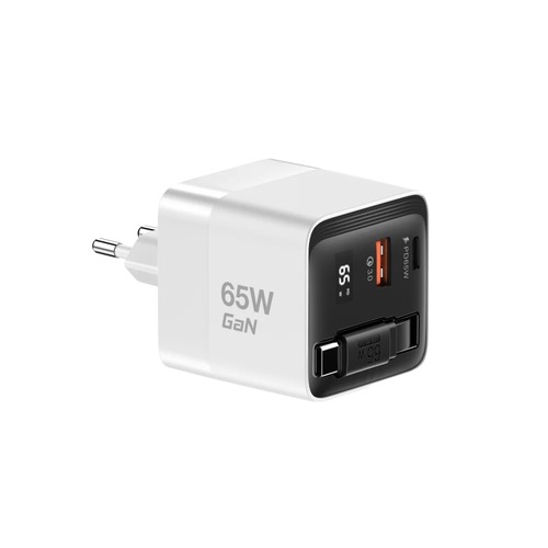 מטען קיר עם כבל נשלף צבע לבן Miracase MWC65RC