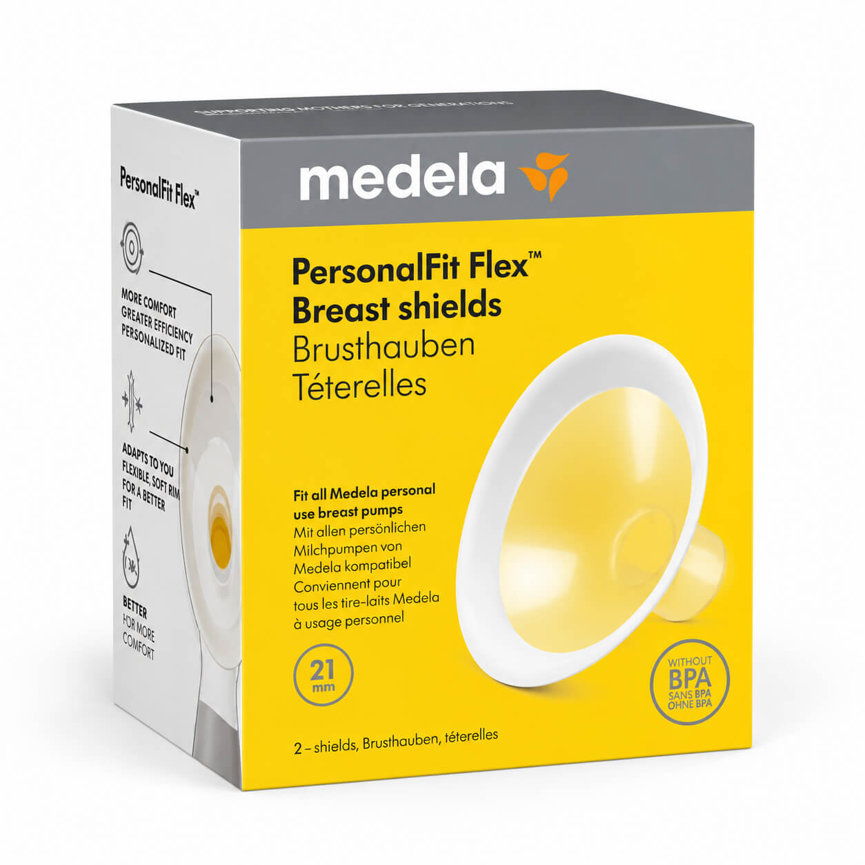 זוג מגני שד PersonalFit Flex בקוטר 21 מ"מ Medela