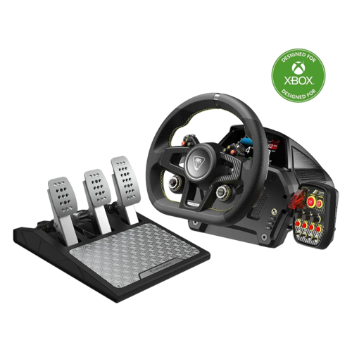 סט הגה ודוושות VelocityOne™ Race – תואם Xbox ו־PC – מבית Turtle Beach
